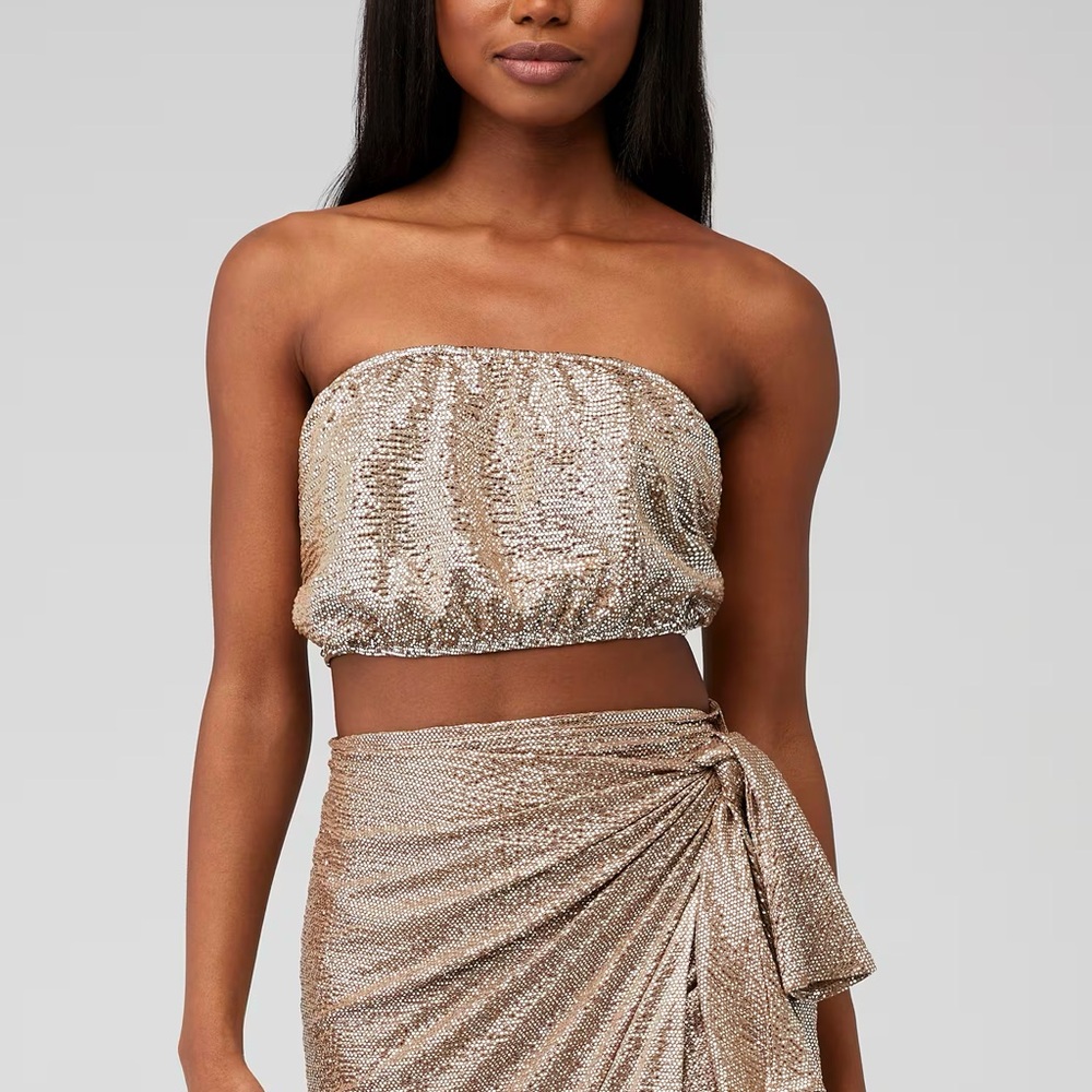 Show Me Your MuMu Metallic Bronze Top and Skirt Set